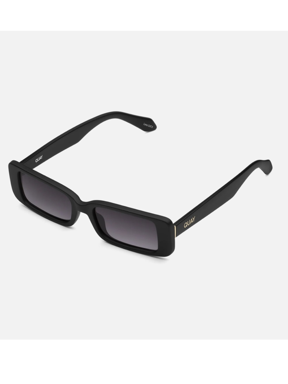 Quay Australia Black Rectangular Sunglasses with Grey Gradient Lenses - Women